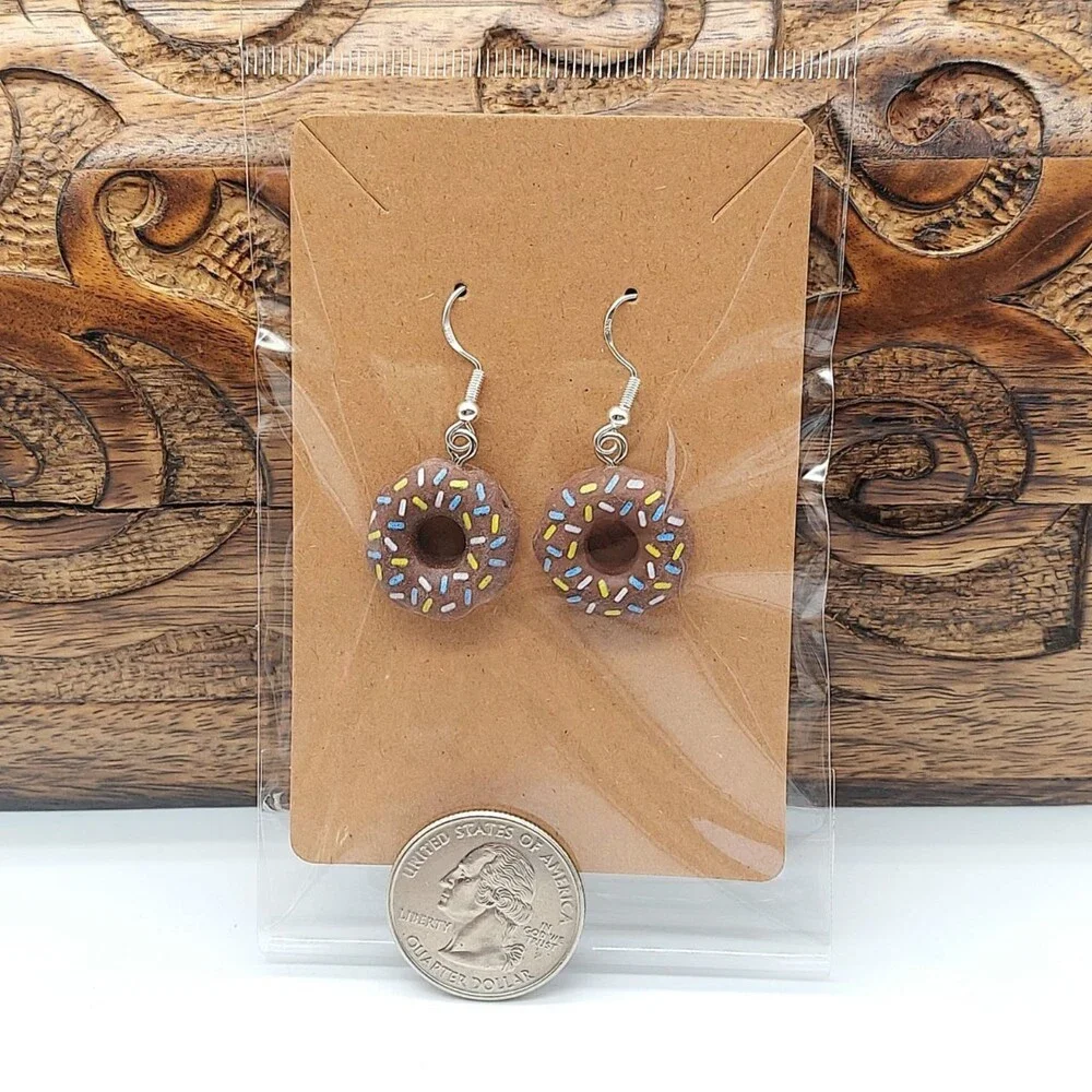 3D Chocolate Donut Earrings Y2K Retro Novelty